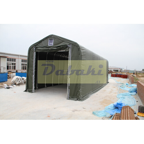 Plachtová garáž na autobus/nákladní automobil 5,5m x 15m x 5,8m - 900g/m2 - Vojenská zelená